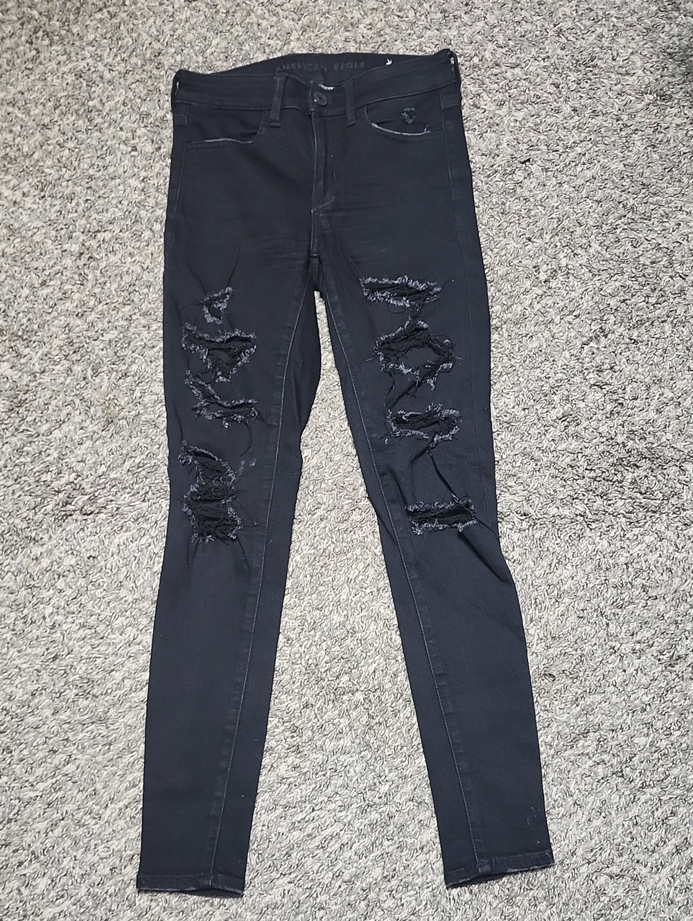 American Eagle Outfitters Black Distressed Skinny Jeans - Women